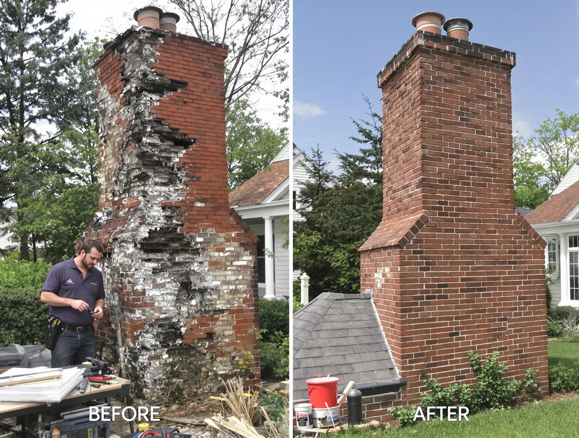 Del City Chimney Sweep performing a full chimney restoration in Del City, OK