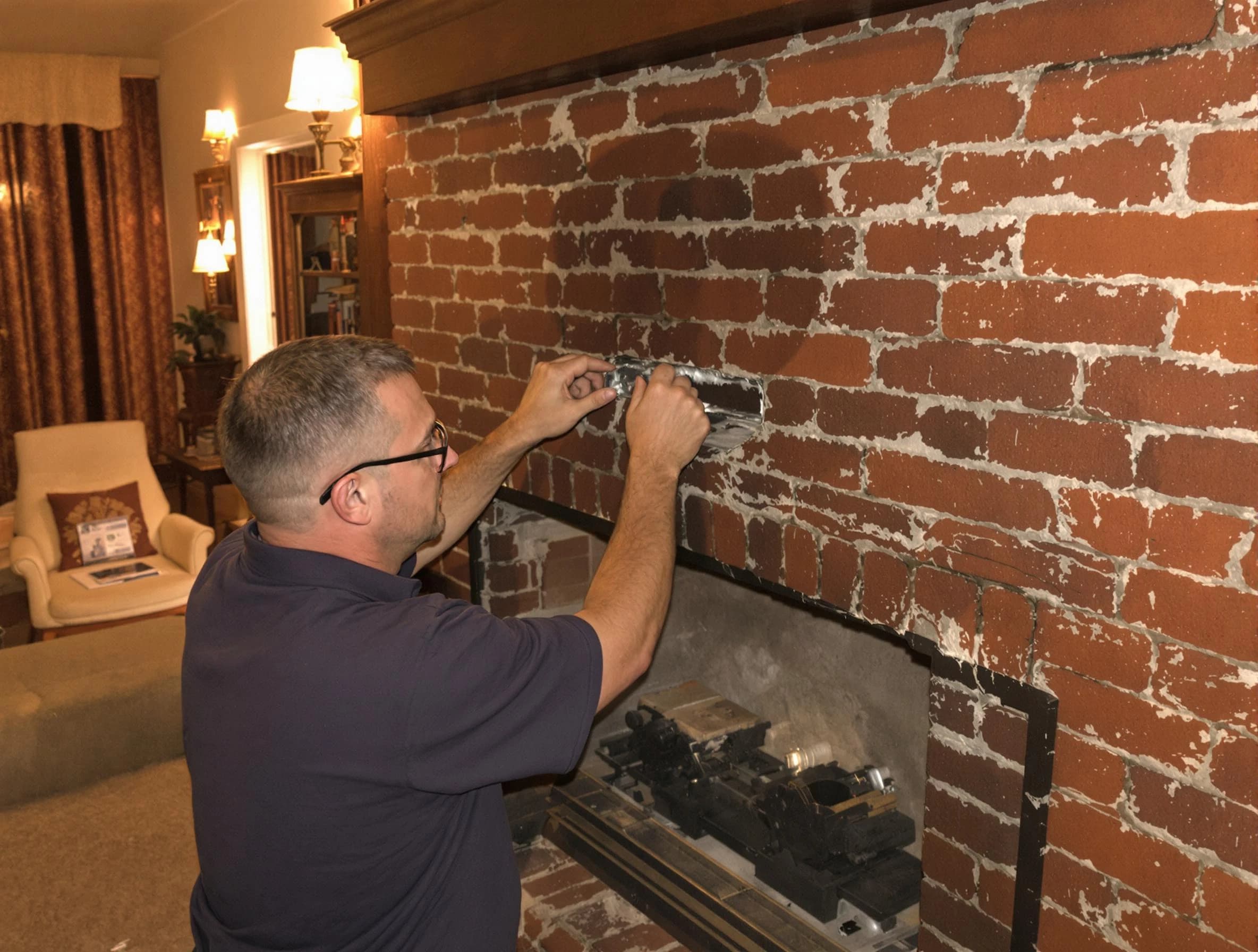 Del City Chimney Sweep expert fixing a fireplace in Del City, OK