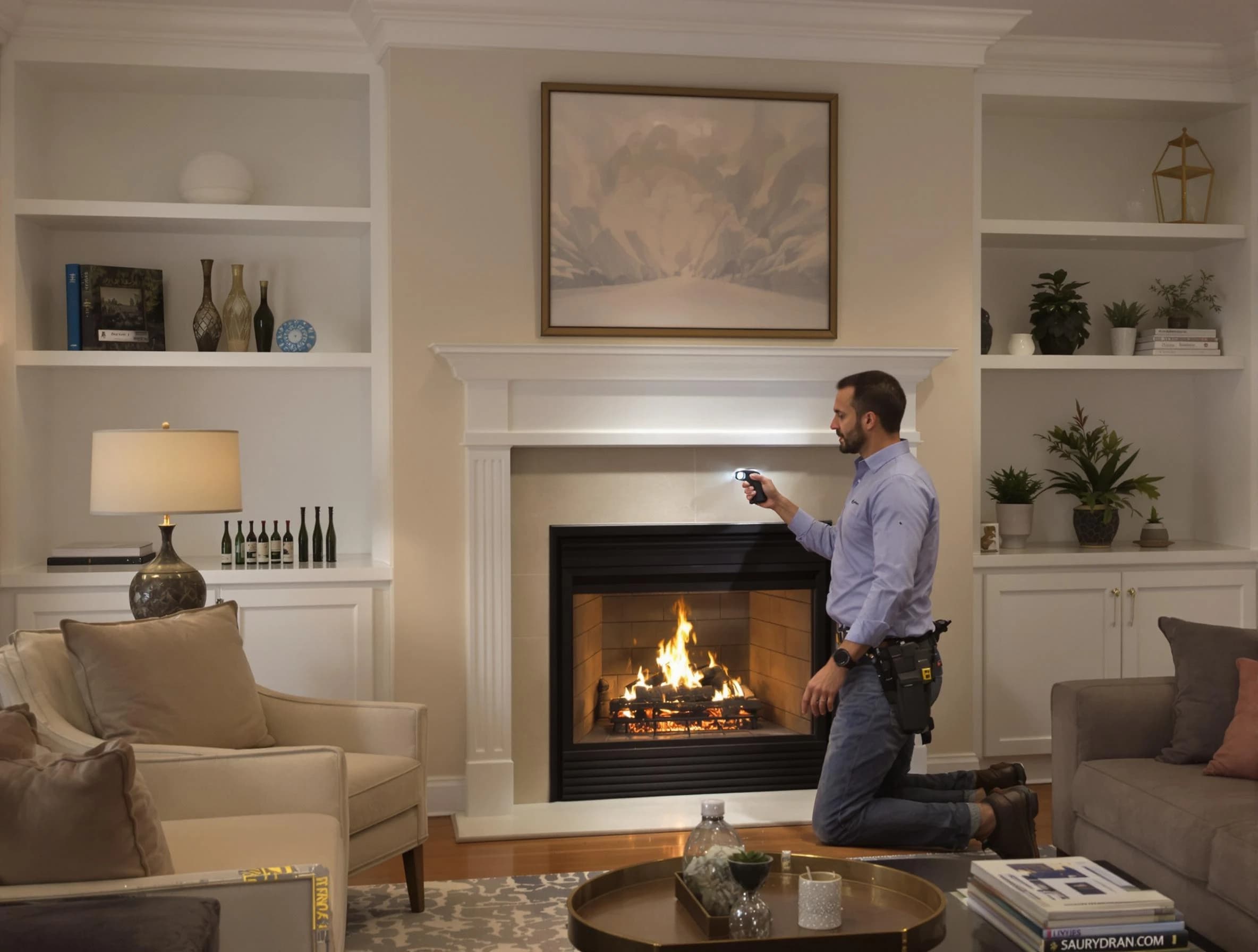 Del City Chimney Sweep conducting a fireplace safety inspection in Del City, OK