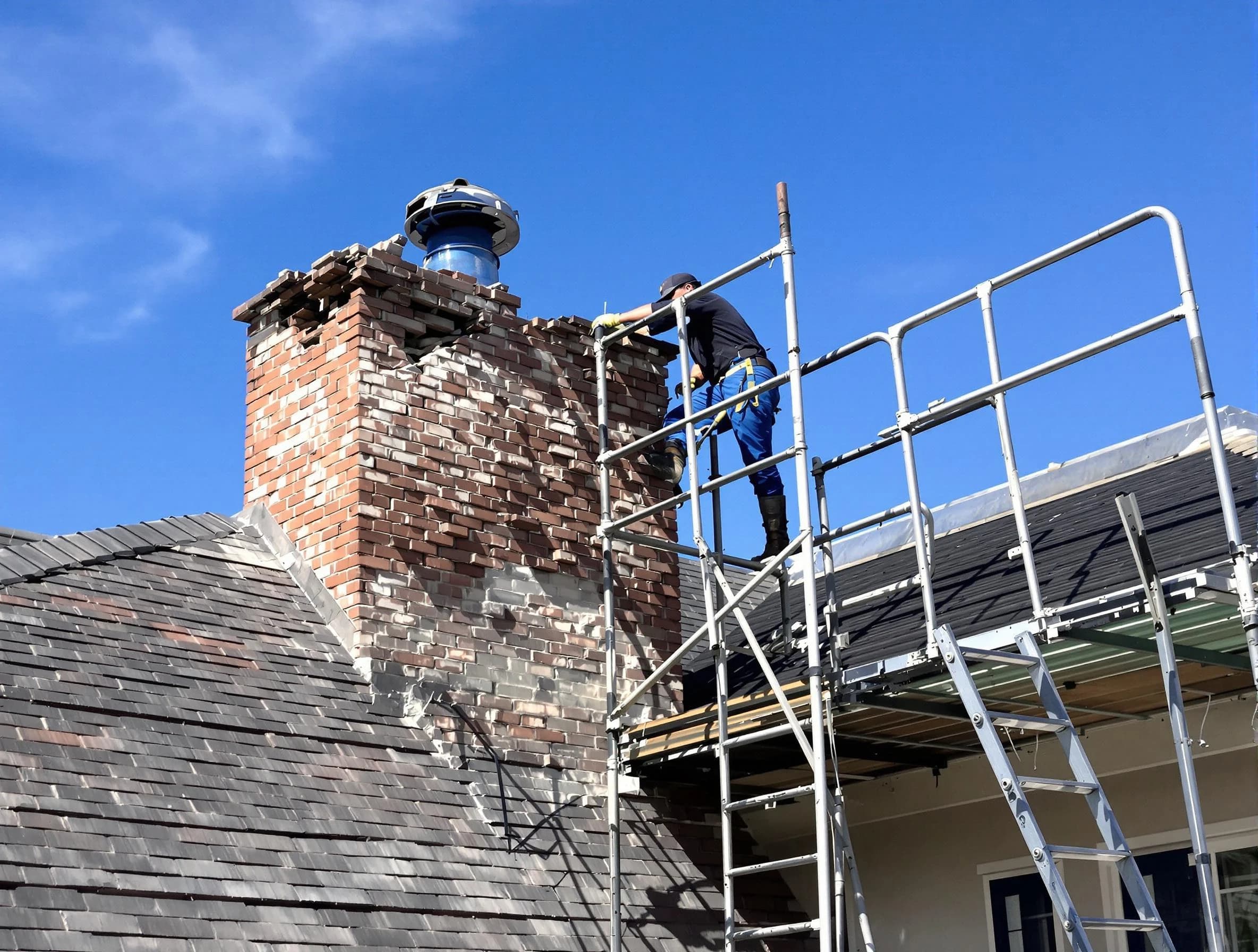 Rebuilding a chimney structure by Del City Chimney Sweep in Del City, OK