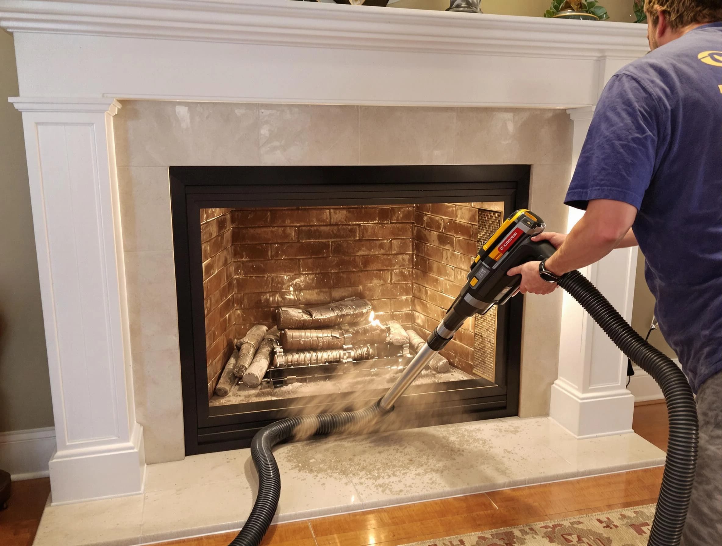Fireplace cleaning performed by Del City Chimney Sweep in Del City, OK