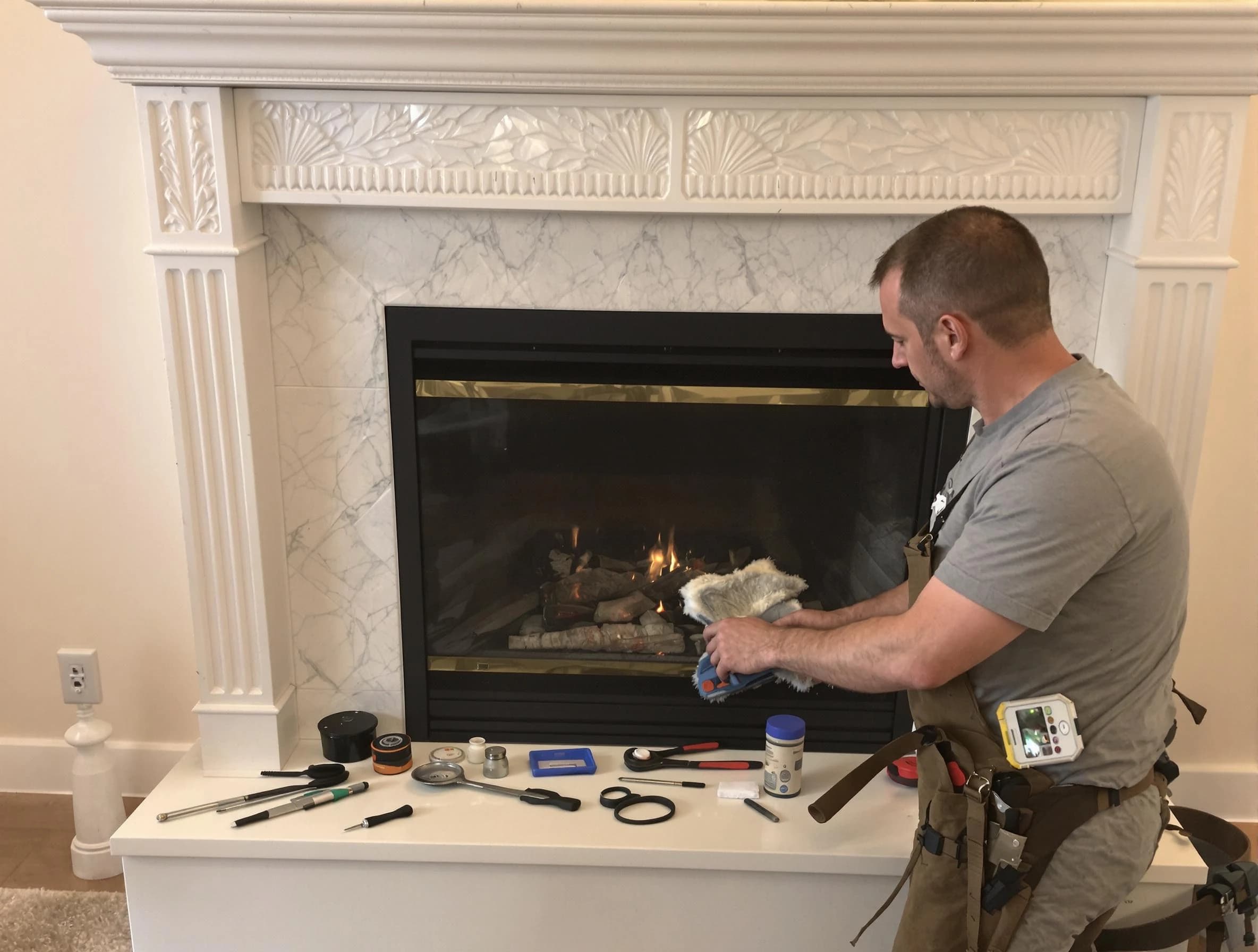Del City Chimney Sweep performing fireplace maintenance in Del City, OK
