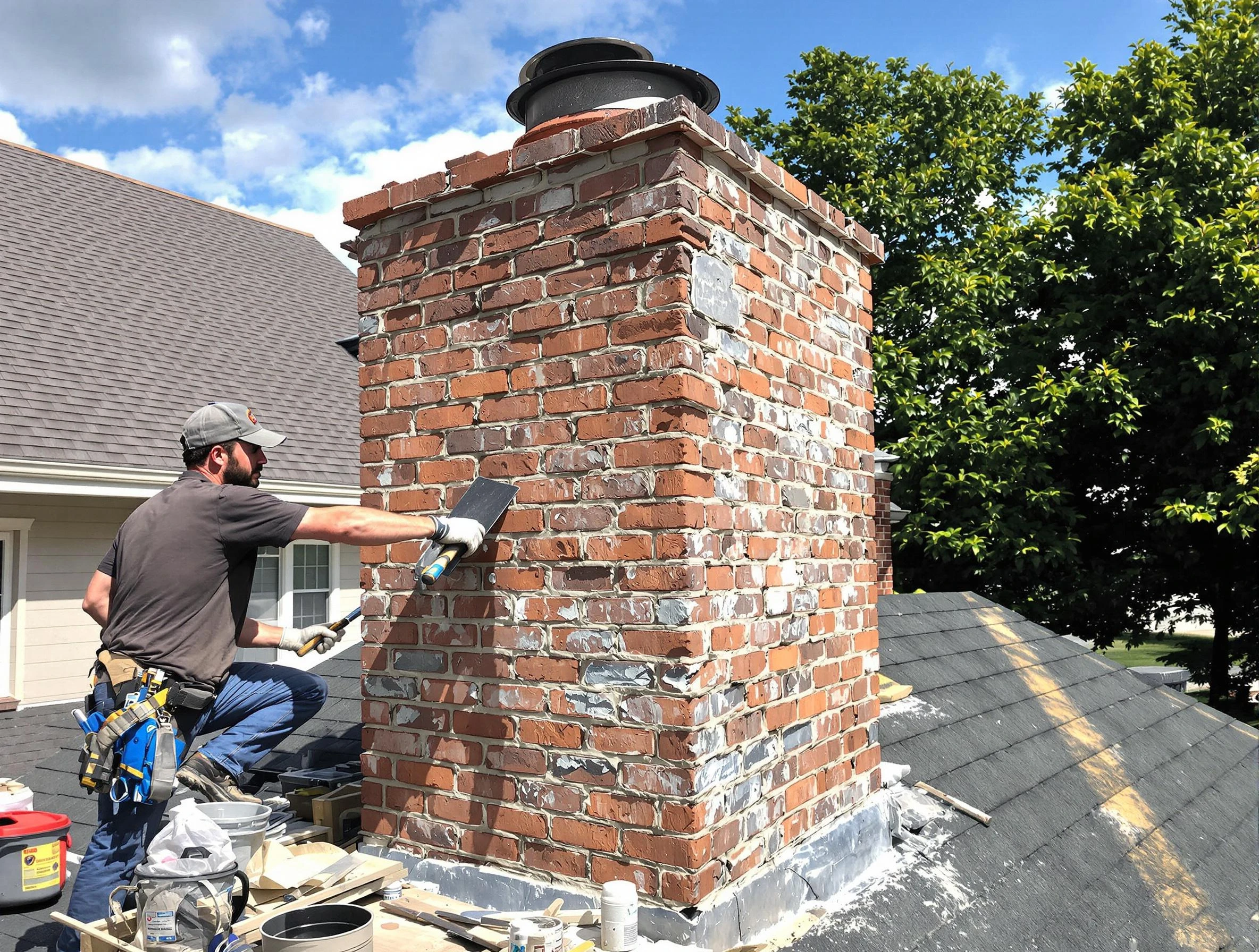 Completed chimney rebuild by Del City Chimney Sweep in Del City, OK
