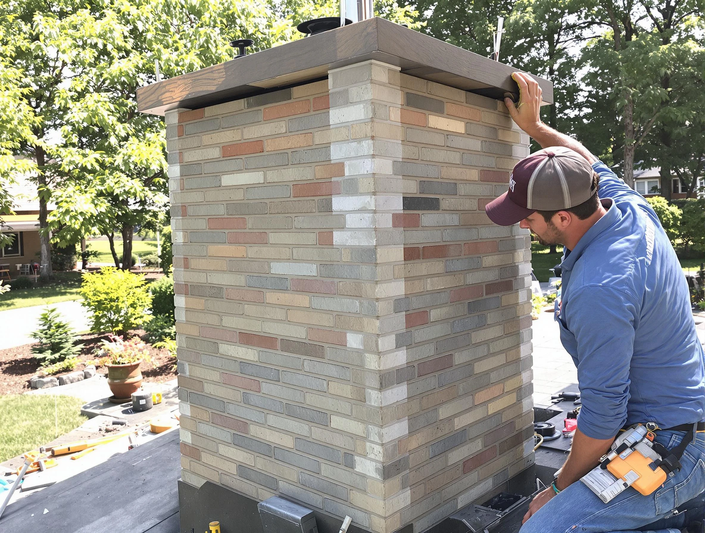 Del City Chimney Sweep completing a modern chimney remodel in Del City, OK