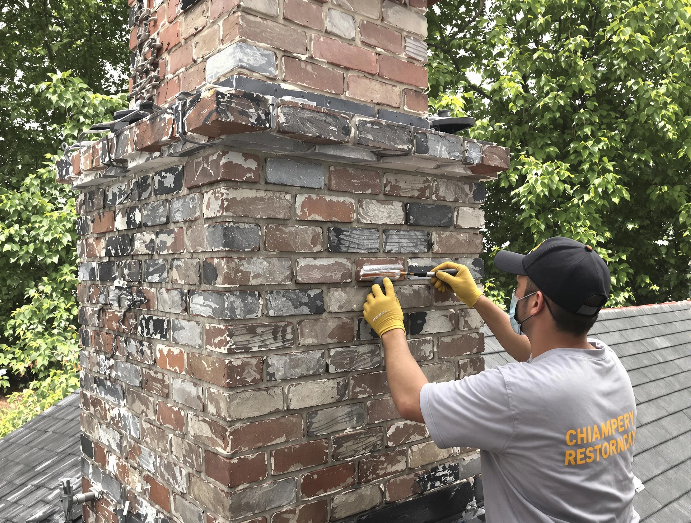 In-progress chimney restoration by Del City Chimney Sweep in Del City, OK